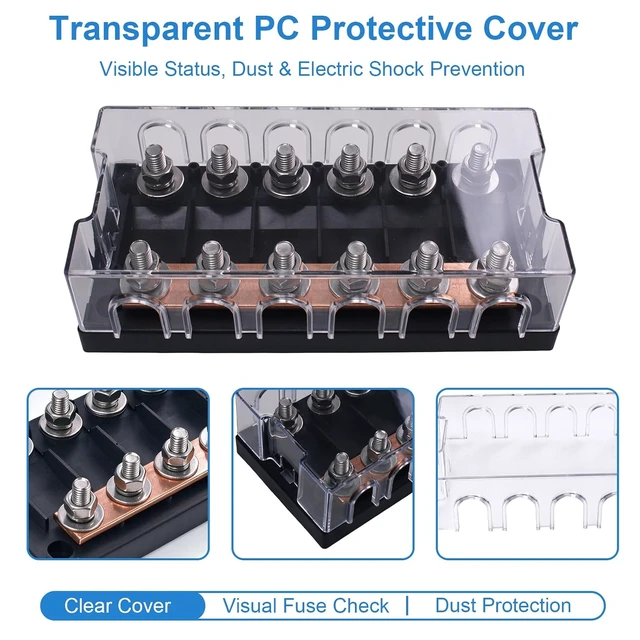 Alt view image 5 of 6 - 6-way ANM MEGA Fuse Holder, Compatible with MEGA ANM Fuse, 32V DC, 300 Amp