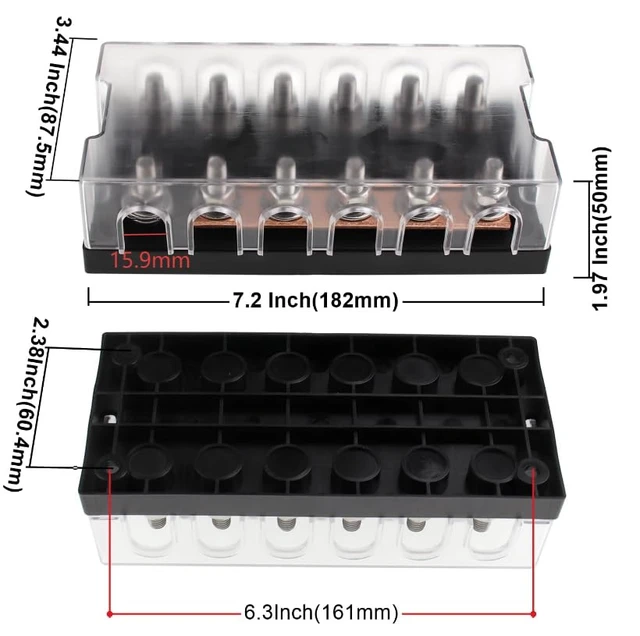 Alt view image 3 of 5 - 6-Way AMG Mega Fuse Holder Busbar 300 Amp