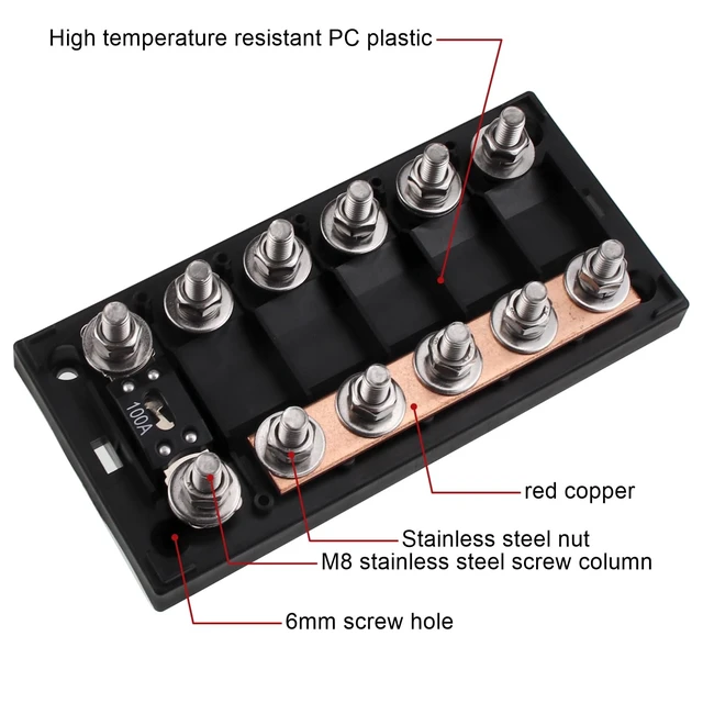 Alt view image 4 of 5 - 6-Way AMG Mega Fuse Holder Busbar 300 Amp