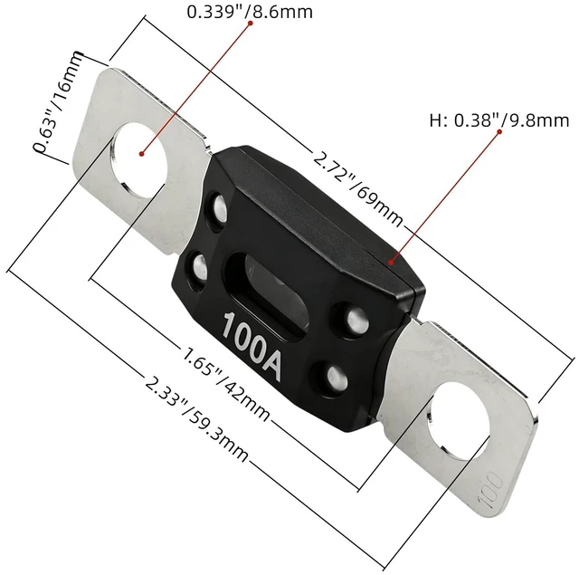 Alt view image 4 of 7 - 4-Way AMG/MEGA Fuse Holder with ANM Bolt-on Fuse 100Amp 12/48V DC