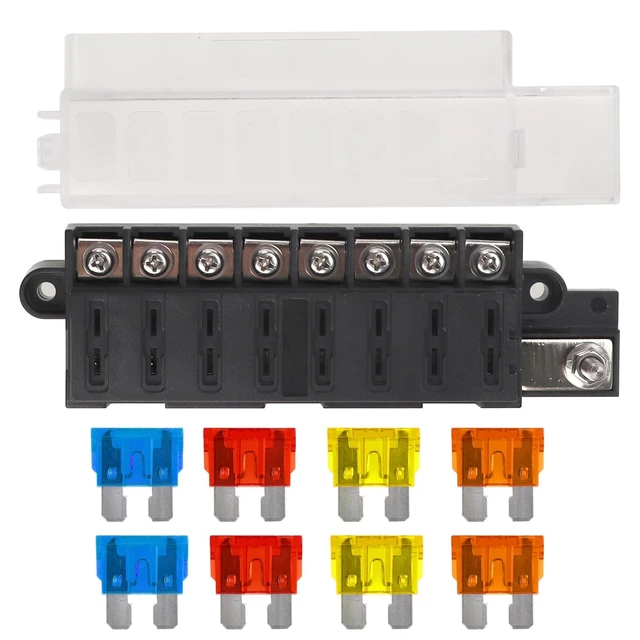 Alt view image 2 of 6 - 8-Circuit Fuse Block Universal Power Distribution 8 Way Fuse Holder #5046 ST Blade Fuse Block for Vehicles, Boats
