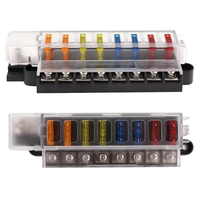 Alt view image 3 of 6 - 8-Circuit Fuse Block Universal Power Distribution 8 Way Fuse Holder #5046 ST Blade Fuse Block for Vehicles, Boats