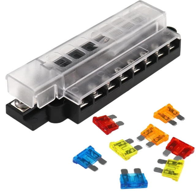 Alt view image 4 of 6 - 8-Circuit Fuse Block Universal Power Distribution 8 Way Fuse Holder #5046 ST Blade Fuse Block for Vehicles, Boats