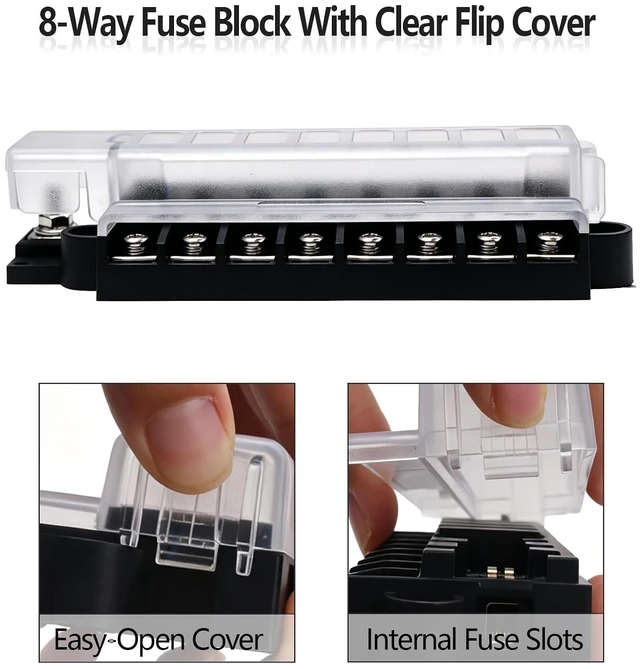 Alt view image 5 of 7 - 8 Way Fuse Block Power Distribution Block for ATC/ATO Fuse, 100A