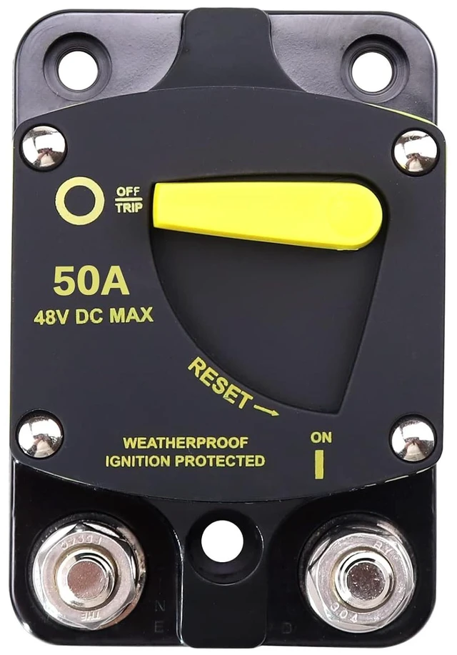 Main image of 50Amp Circuit Breaker Switch Manual Reset Waterproof 48V DC Ignition Protected Breaker for RV Boat