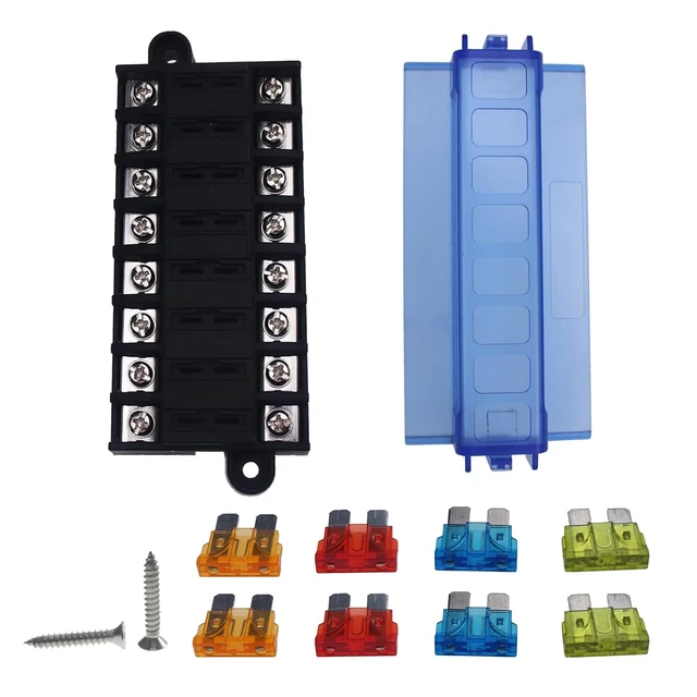 Alt view image 2 of 7 - 8-Way Fuse Block 12V Blade Fuse Holder Double Terminals