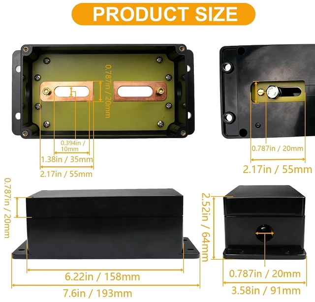 Alt view image 2 of 7 - Class T Fuse Block Fuse Box for Class T Fuse Terminal Spacing 50-120 mm