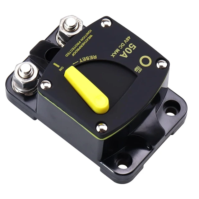 Alt view image 6 of 7 - 50Amp Circuit Breaker Switch Manual Reset Waterproof 48V DC Ignition Protected Breaker for RV Boat
