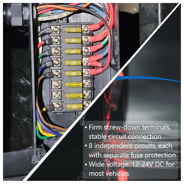 Alt view image 7 of 7 - 8-Way Fuse Block 12V Blade Fuse Holder Double Terminals