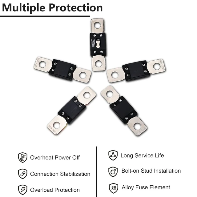 Alt view image 4 of 7 - 5 Pcs 250 Amp MEGA Fuse 32V DC Bolt-on Fuse 250A for Automotives