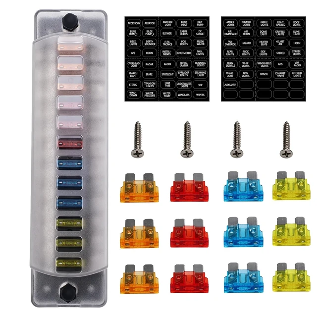 Alt view image 2 of 7 - 12 Way Fuse Block 12V Blade Fuse Holder with Negative Bus, 75Amps Total