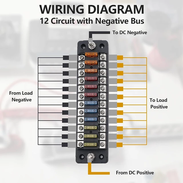 Alt view image 5 of 7 - 12 Way Fuse Block 12V Blade Fuse Holder with Negative Bus, 75Amps Total