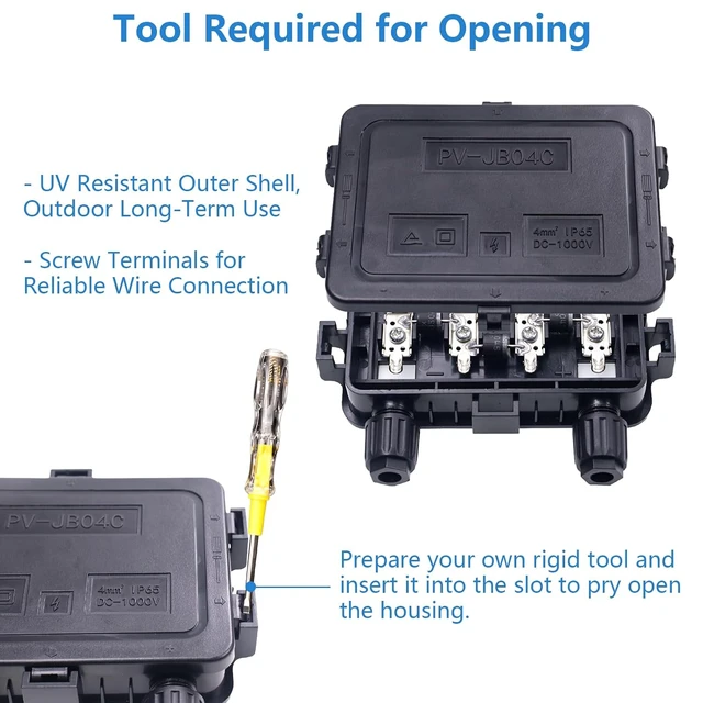 Alt view image 4 of 7 - Solar Junction Box for 150W-300W Solar Panel, Diodes 20SQ045 KP, 1000V DC