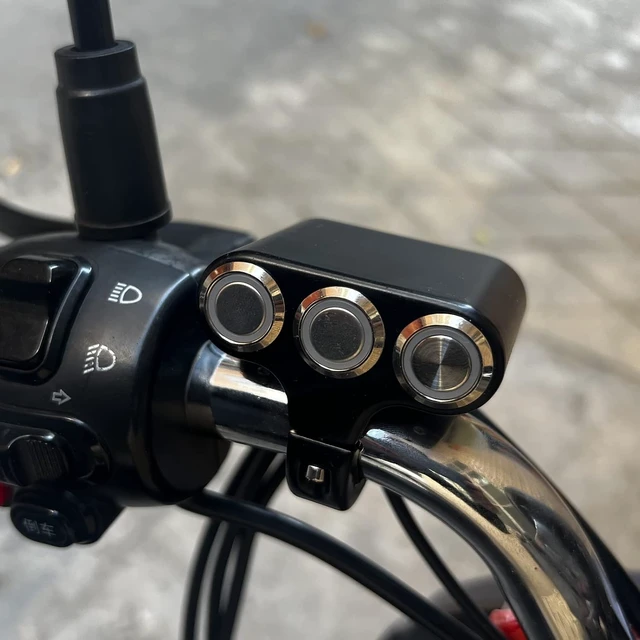 Alt view image 6 of 6 - 7/8 Waterproof Motorcycle Handlebar Switch with Indicator Light, 3 Push Button Switch, Fog Light ON/Off -Aluminum Alloy Material