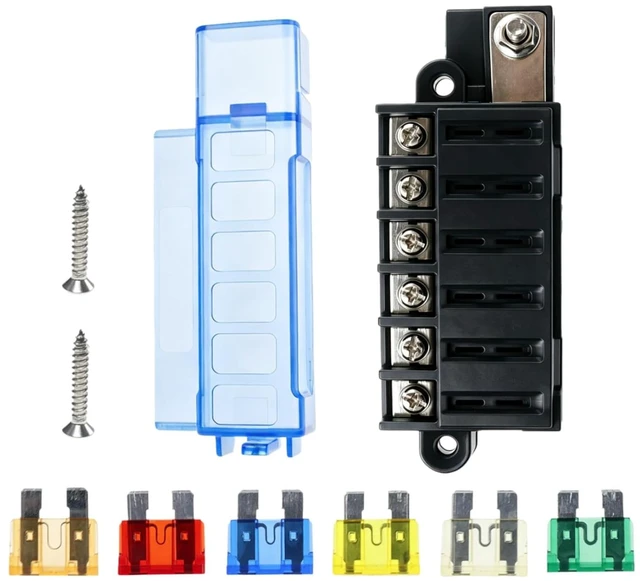 Main image of 6Circuit Blade Fuse Block 12V ATC/ATO Fuse Box with Cover