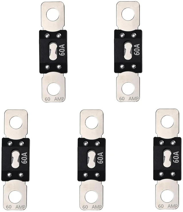 Main image of 5 Pack 60Amp MEGA Fuse ANM Bolt Down High Current Fuse 60A