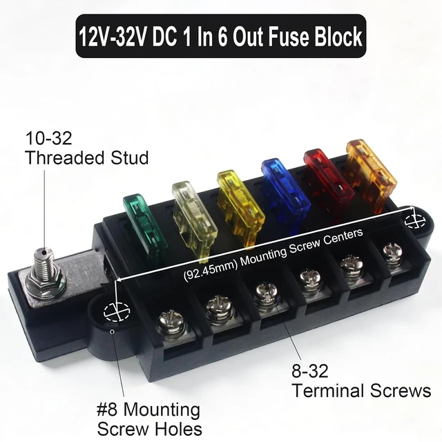 Alt view image 5 of 6 - 6Circuit Blade Fuse Block 12V ATC/ATO Fuse Box with Cover