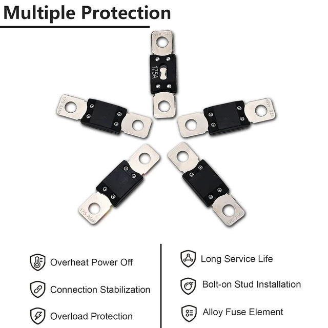 Alt view image 4 of 7 - 5 Pcs 175 Amp ANM/MEGA Fuse for AMG Mega Fuse Holder, 32V DC