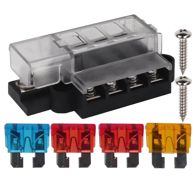 Alt view image 2 of 5 - 4-Way Blade Fuse Box with Cover DC 32V ATO Blade Fuse Box Block Holder for Car Boat