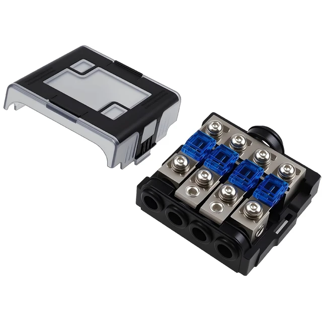 Alt view image 5 of 6 - 4 Way Mini ANL Fuse Holder 60A with Cover, 0/4 Gauge Input 4/8 Gauge Output Fuse Distribution Block for Boat, Car Audio