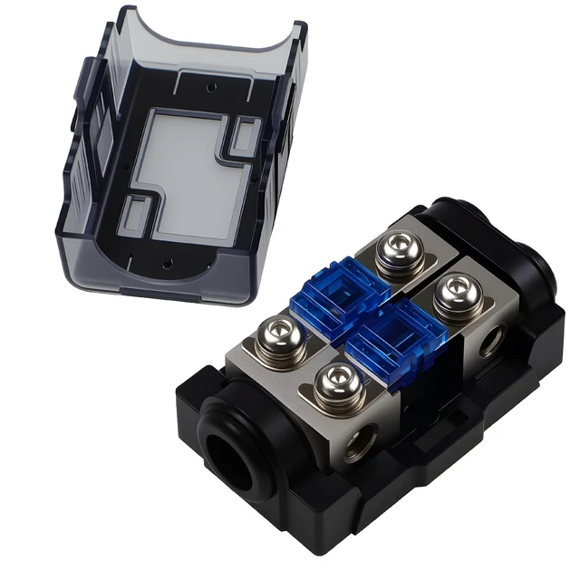 Alt view image 4 of 4 - 2 Way Mini ANL Fuse Holder 60A with Cover, 0/4 Gauge Input 4/8 Gauge Output Fuse Distribution Block for Boat, Car Audio