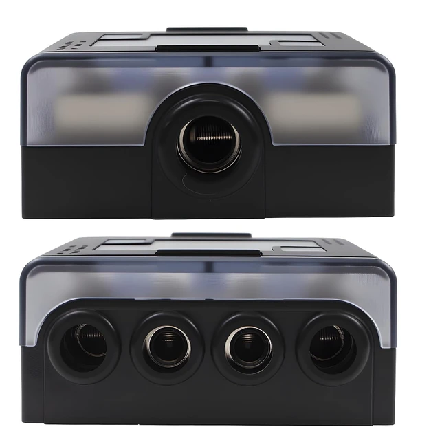 Alt view image 3 of 6 - 4 Way Mini ANL Fuse Holder 60A with Cover, 0/4 Gauge Input 4/8 Gauge Output Fuse Distribution Block for Boat, Car Audio