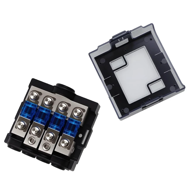 Alt view image 6 of 6 - 4 Way Mini ANL Fuse Holder 60A with Cover, 0/4 Gauge Input 4/8 Gauge Output Fuse Distribution Block for Boat, Car Audio