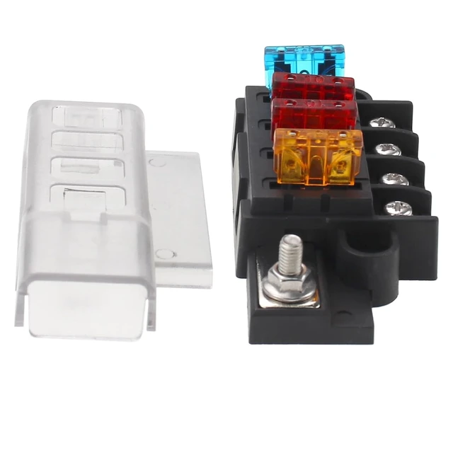 Alt view image 5 of 5 - 4-Way Blade Fuse Box with Cover DC 32V ATO Blade Fuse Box Block Holder for Car Boat