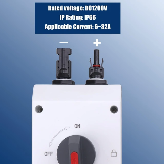 Alt view image 5 of 7 - Solar Panel Disconnect Switch PV Isolator IP66 32Amp DC Isolator Switch with Solar Connector for Solar Power System,RV, Boats
