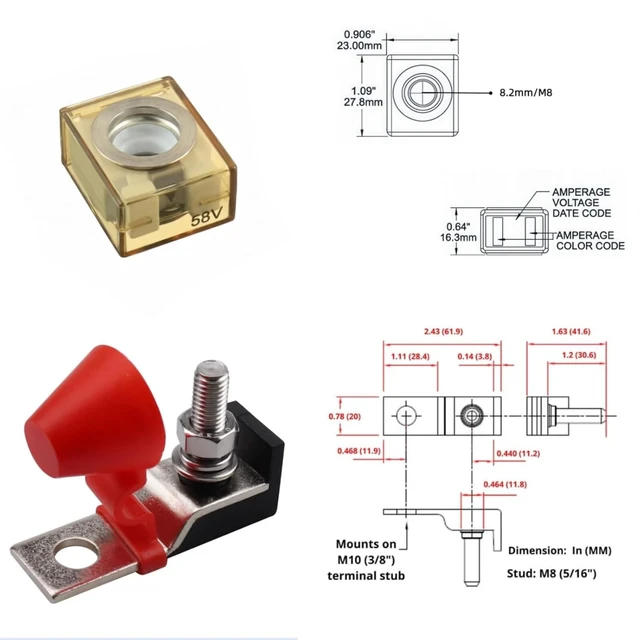 Alt view image 3 of 7 - 300 Amp MRBF Fuse Holder 5/16" Stud for RV, Boat
