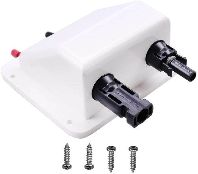 Main image of Solar Double Cable Entry Gland Box with 0.33ft 10AWG Soft Solar Extension Cable, Waterproof ABS Solar Entry Gland for RVs, Boats, Yacht, Roofs(White)