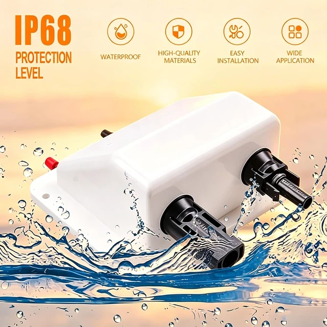 Alt view image 5 of 7 - Solar Double Cable Entry Gland Box with 0.33ft 10AWG Soft Solar Extension Cable, Waterproof ABS Solar Entry Gland for RVs, Boats, Yacht, Roofs(White)