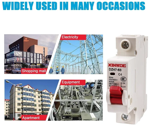 Alt view image 2 of 6 - AC Miniature Circuit Breaker 4A 230V/400V 1 Pole DIN Rail Mount Circuit Breaker DZ47-63 Circuit Breaker for Home Circuits