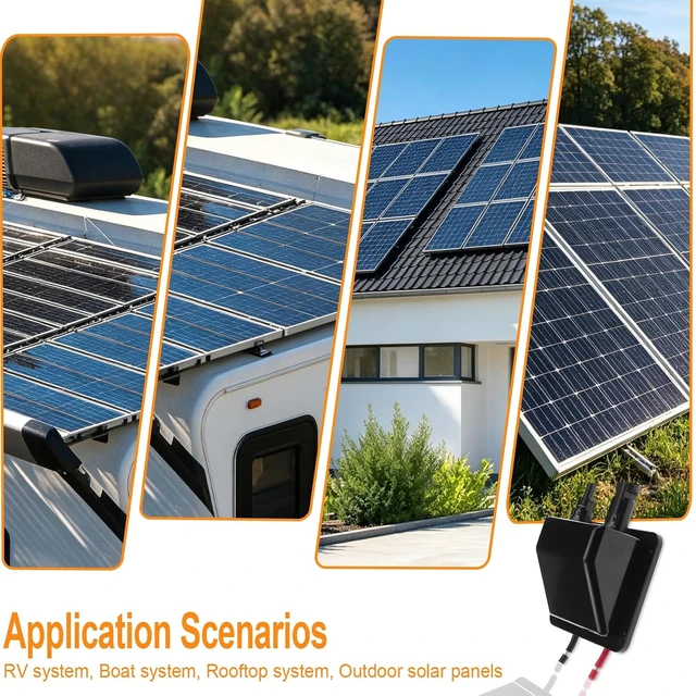 Alt view image 7 of 7 - Solar Double Cable Entry Gland Box with 0.33ft 10AWG Soft Solar Extension Cable, Waterproof ABS Solar Entry Gland for RVs, Boats, Yacht, Roofs(Black)