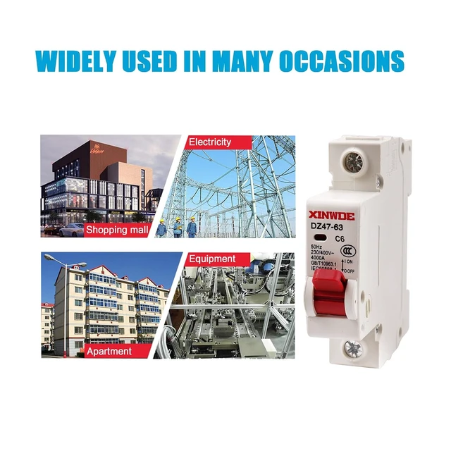 Alt view image 2 of 6 - AC Miniature Circuit Breaker 6A 230V/400V 1 Pole DZ47-63