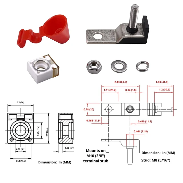 Alt view image 3 of 6 - 400A Battery Fuse+MRBF Terminal Fuse Block,Single Stud-Max Voltage 58V for Car Marine Boat RV
