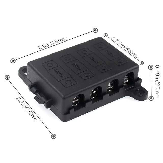 Alt view image 2 of 3 - Fuse Box 4 Way ANS/MIDI Fuse Holder with Cover 12/32V DC