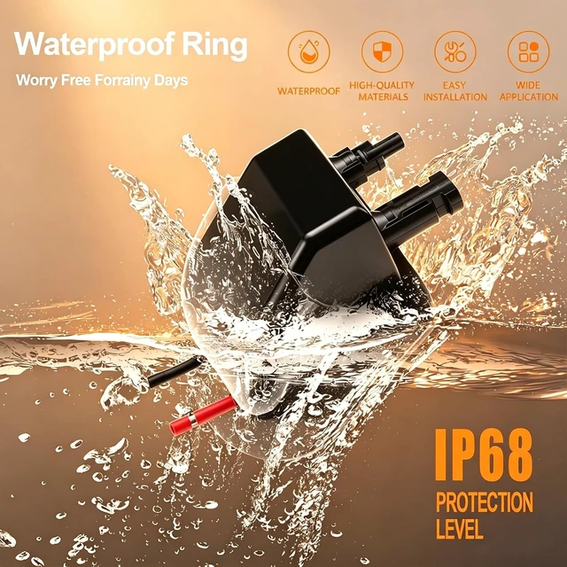 Alt view image 5 of 7 - Solar Double Cable Entry Gland Box with 0.33ft 10AWG Soft Solar Extension Cable, Waterproof ABS Solar Entry Gland for RVs, Boats, Yacht, Roofs(Black)