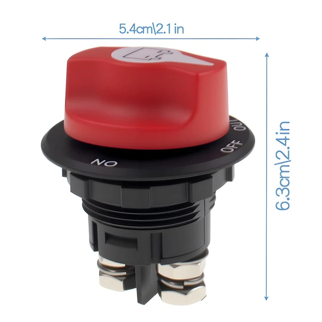 Alt view image 3 of 6 - 100A Battery Disconnect Switch 12V - 48V Heavy Duty Battery Shut Off Cut Off Power Kill Switch for Cars, Marine, Trucks (Max. 32V DC 100A Cont 150A INT)