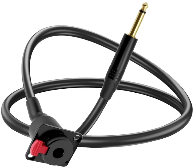 Main image of D-Type 6.35mm 1/4" Female Panel Mount to 6.35mm Male Mono Audio Cable 6.35mm TS Headphone Guitar Extension Cable for Pro Audio Installations 0.5M/1.6Ft (Mono TS)