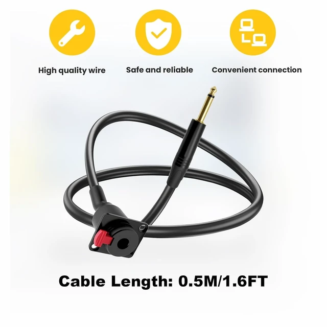 Alt view image 6 of 7 - D-Type 6.35mm 1/4" Female Panel Mount to 6.35mm Male Mono Audio Cable 6.35mm TS Headphone Guitar Extension Cable for Pro Audio Installations 0.5M/1.6Ft (Mono TS)
