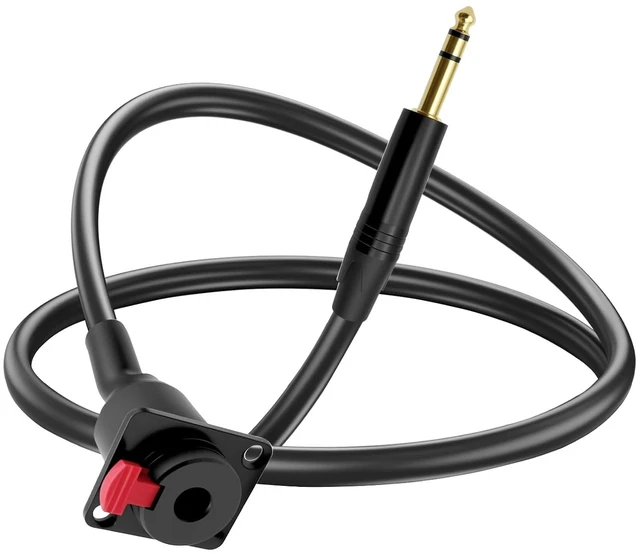 Main image of D-Type 6.35mm 1/4" Female Panel Mount to 6.35mm Male Stereo Audio Cable 6.35mm TRS Headphone Guitar Extension Cable for Pro Audio Installations 0.5M/1.6Ft(Stereo TRS)