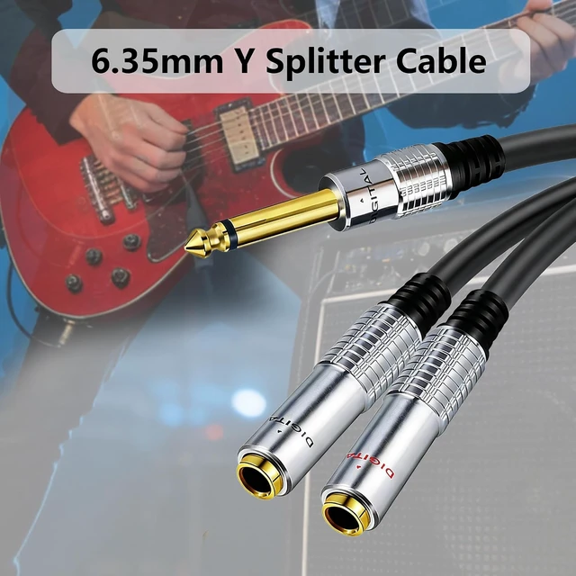 Alt view image 4 of 7 - 6.35mm Y Splitter Audio Cable 6.35mm 1/4" TS Mono Male to Dual 1/4" TS Mono Female Cable for OFC HiFi TS Speaker Microphone Headphone, Mixer 0.5M/1.6Ft