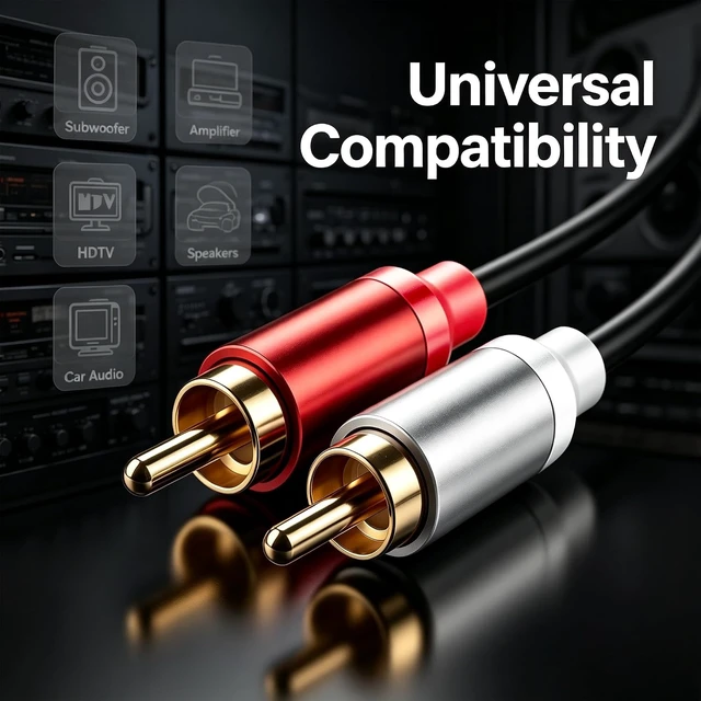 Alt view image 2 of 7 - 2 Pack 3.5mm to 2 RCA Audio Cable for Smartphone to Stereo System