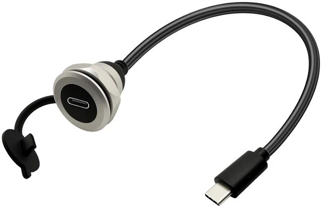 Main image of USB C 3.0 Panel Mount Extension Cable Al Shell USB3.0 Type-C Male to Female Threaded Fixed Mount Cable Embedded Waterproof Round Converter, 5V/2A 5Gbps (0.3M/1Ft)