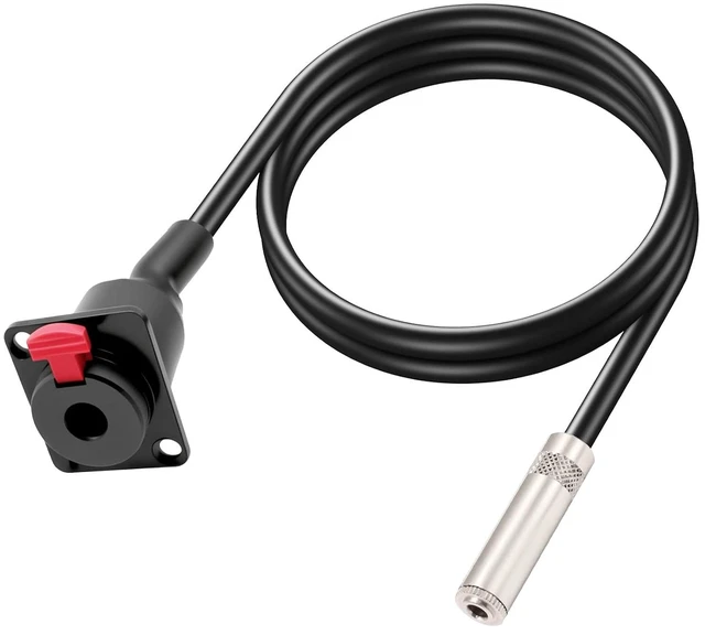 Main image of D-Type 6.35mm 1/4" Female Panel Mount to 3.5mm Female Stereo TRS Audio Cable for Headphone, Amplifiers, Guitar, Amp, Pro Audio Installations 1M/3.3Ft