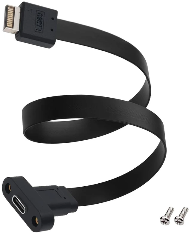 Main image of USB 3.1 20Pin Type-E IDC Front Panel Header Type-C Extension Cable 10Gbps Type E Male to USB C Female Extension Cord with Panel Mount Screw 30cm/11.8inch (Single Cable)