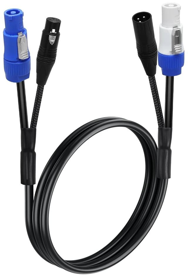 Main image of 16AWG PowerCon/DMX Power Audio Combo Link Cable AC PowerCon DMX 3Pin XLR Signal Combo Cables for Stage Lighting,Audio Video (1M/3.2FT)