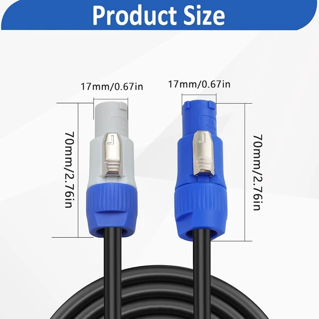 Alt view image 7 of 7 - 16AWG PowerCon Power Cable AC PowerCon Input to PowerCon Output 15A 3 Pin Power Extension Cable for LED Screen, Beam Moving Head Light, Stage Light Power, Audio Video Equipment (1M/3.2FT)