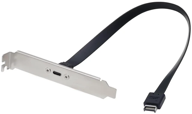 Main image of USB 3.1 20Pin Type-E IDC Front Panel Header Type-C Extension Cable with PCIE Bracket 10Gbps Type E Male to USB C Female Extension Cable with Full Height Bracket 30cm/11.8inch (1 Port)